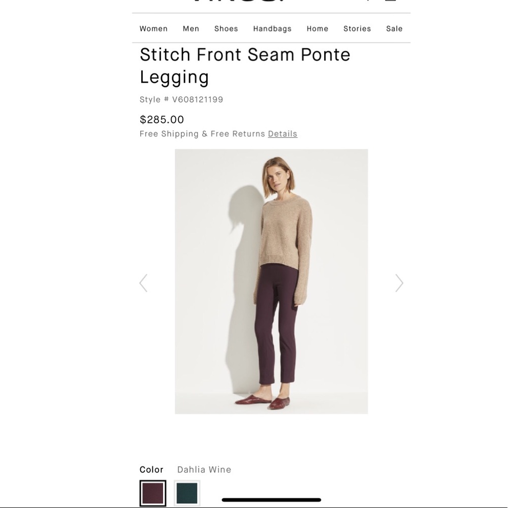 VINCE FRONT SEAM PONTE LEGGING